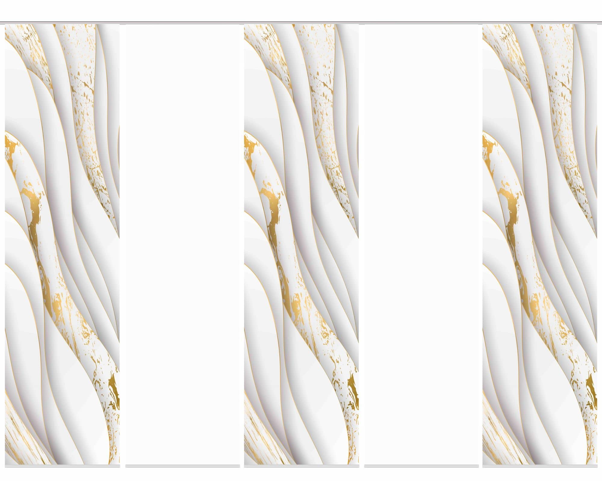 5er-Set Flächenvorhänge Marcia Blickdicht/halbtransparent, Höhe 245 cm, Gold