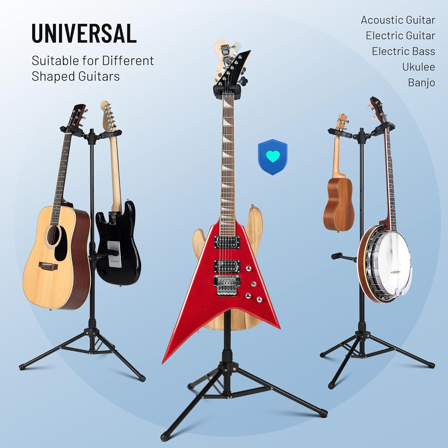 CAHAYA CY0325 podwójny stojak na gitarę z regulowanym stojakiem na gitarę elektryczną, akustyczną, koncertową, gitara westernowa, akcesoria gitarowe