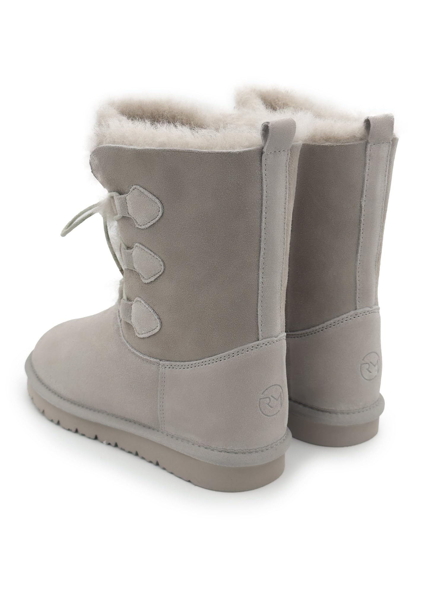 Rohn Moden Lammfell Boots Oslo für Damen, Winter Stiefel aus echtem Schaffell, warme Schneeschuhe in Grau