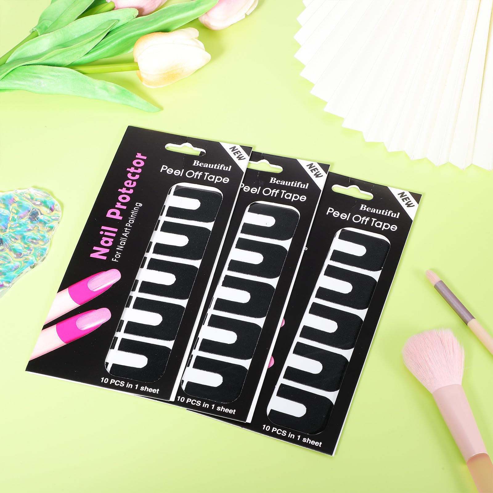 FUOYLOO 100 Feuilles Autocollants De Protection Pour Ongles En Silicone Souple Protecteurs De Vernis À Ongles En Forme De U Antidérapants Pour Manucure Et Application De Gel