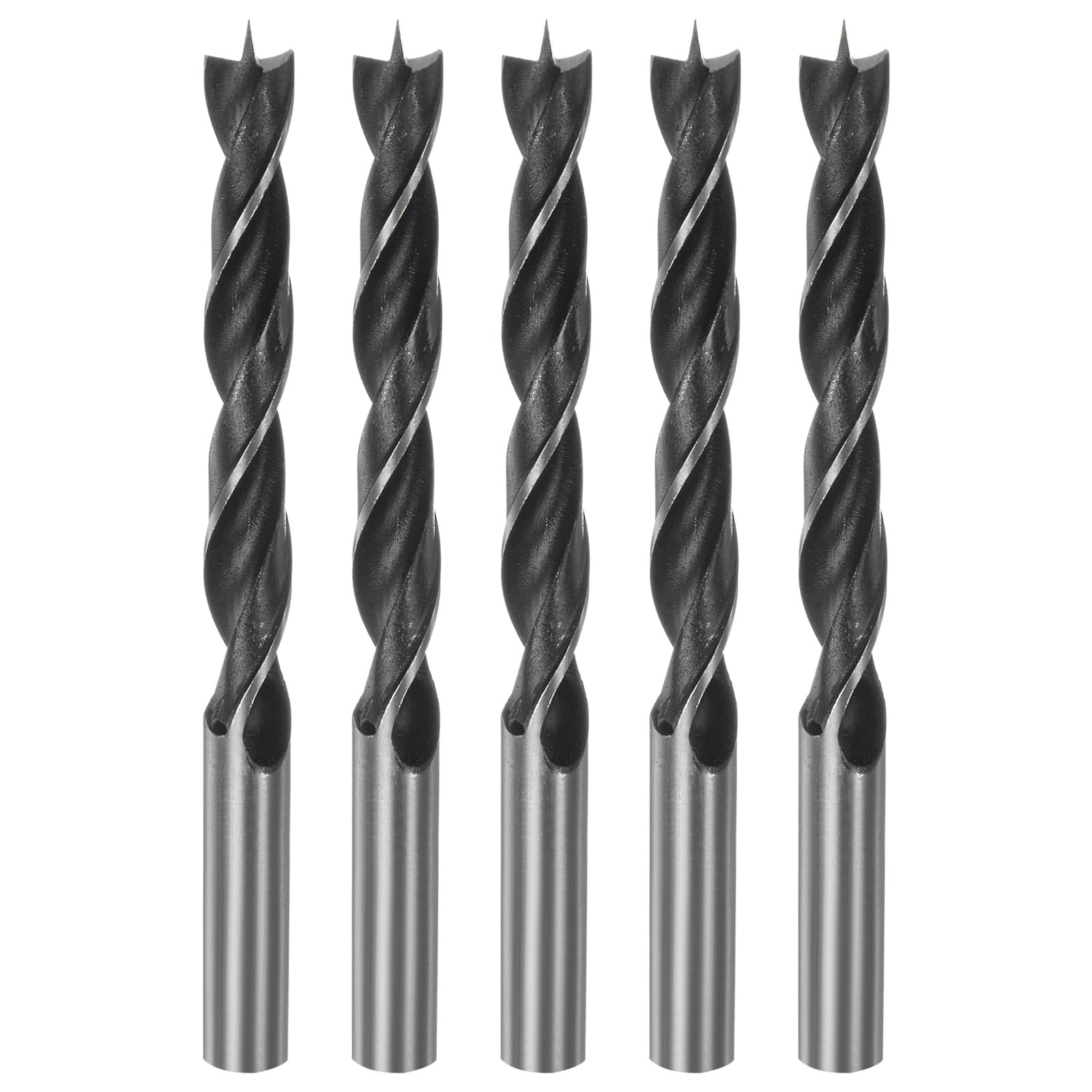 sourcing map 5pcs Brad Point Drill Bits 10mm(25/64") Dia Straight Round Shank Drill Metric Brad Point 1.26" Drilling Depth Spiral Twist Drill Bits for Carpenter Woodworking Plastic Rubber