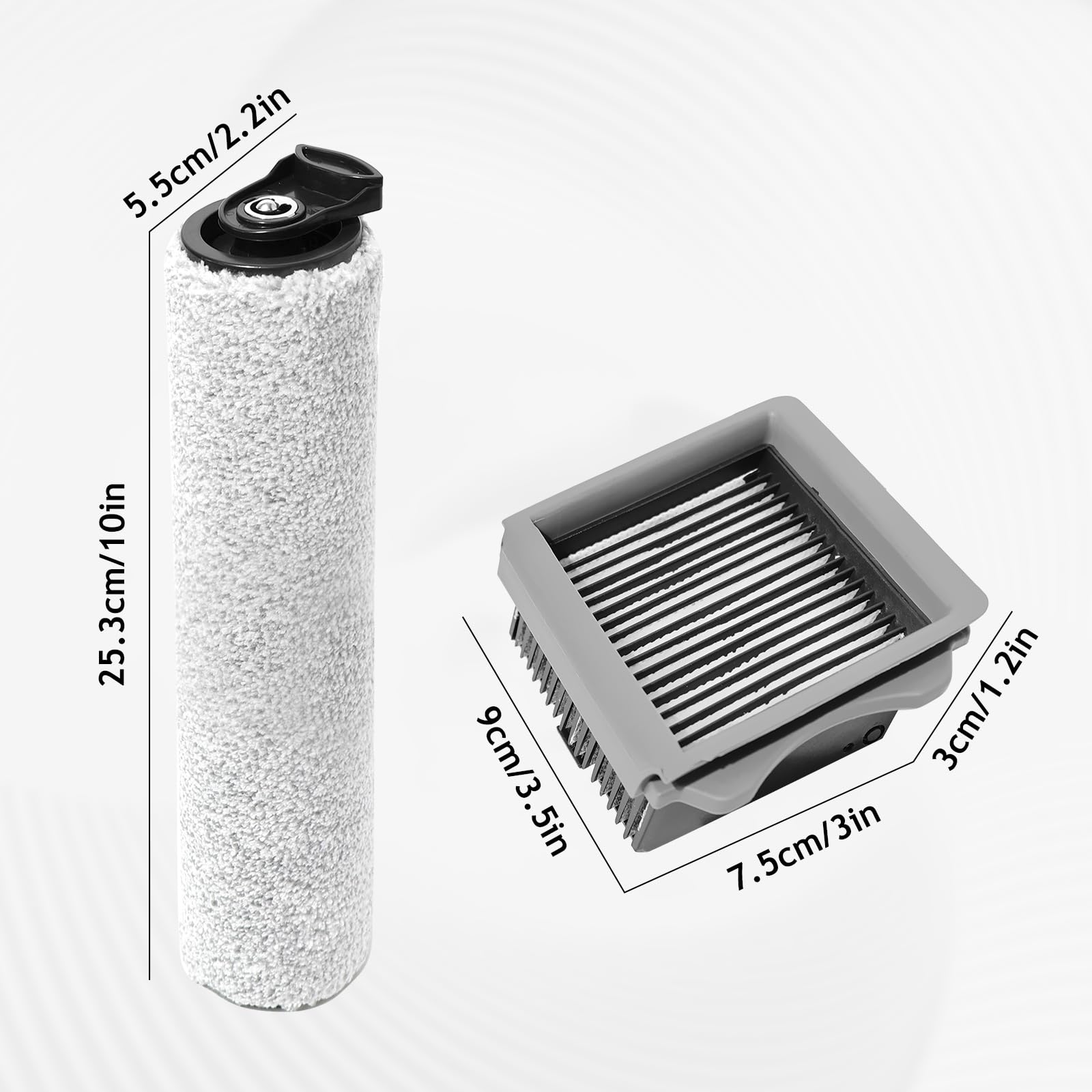 Szczotka rolkowa + części zamienne do odkurzacza parowego do Tineco FLOOR ONE S5 Steam/IFLOOR 5 na mokro i na sucho, zestaw akcesoriów 2 rolki szczotki + 2 filtry + 1 szczotka do czyszczenia