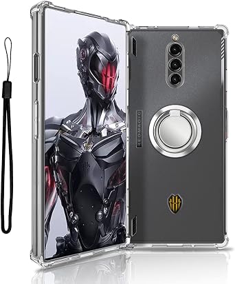Redmagic 8 Pro / 8S Pro Case, Protective Case + Ring Bracket KONXISA Lightweight and Thin Case, TPU Bumper Cover, Lens Protection, Durable, Shockproof, Full Protective Cover, Mobile Phone Cover, Scratch Prevention, Yellowing Prevention, Fingerprint Prevention, Compatible with Redmagic 8 Pro / 8S Pro