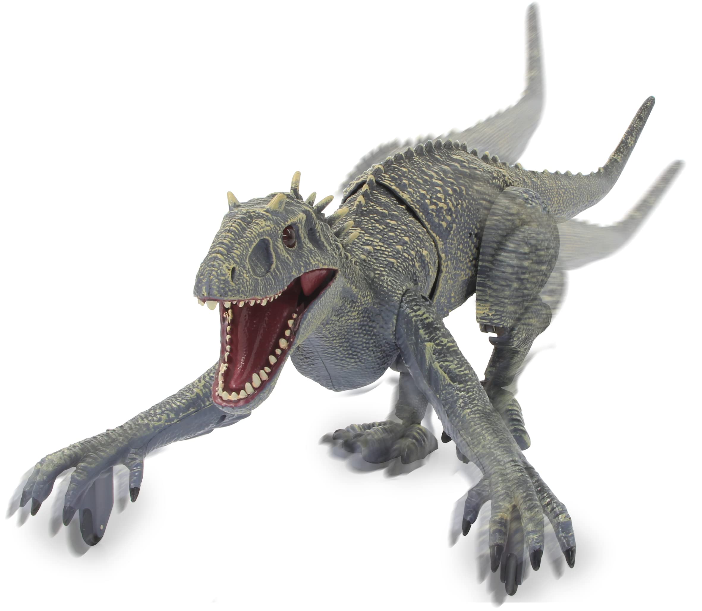 JAMARA Dinosaurier Exoraptor Li-Ion 3,7V 2,4GHz - Vorderfüße auf 2 Rollen, bewegliche Teile, realistisches Dinosauriergebrüll, ferngesteuert RC