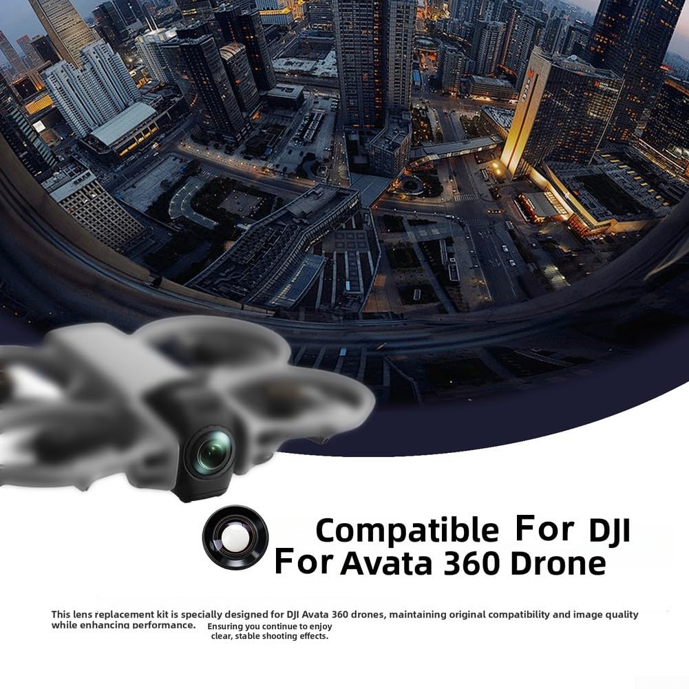 Lente di ricambio in vetro di alta qualità per Dji Avata 360 offrendo HD e vestibilità precisa in dimensioni compatte nere per esigenze di riparazione della fotocamera senza cuciture (2 pezzi)