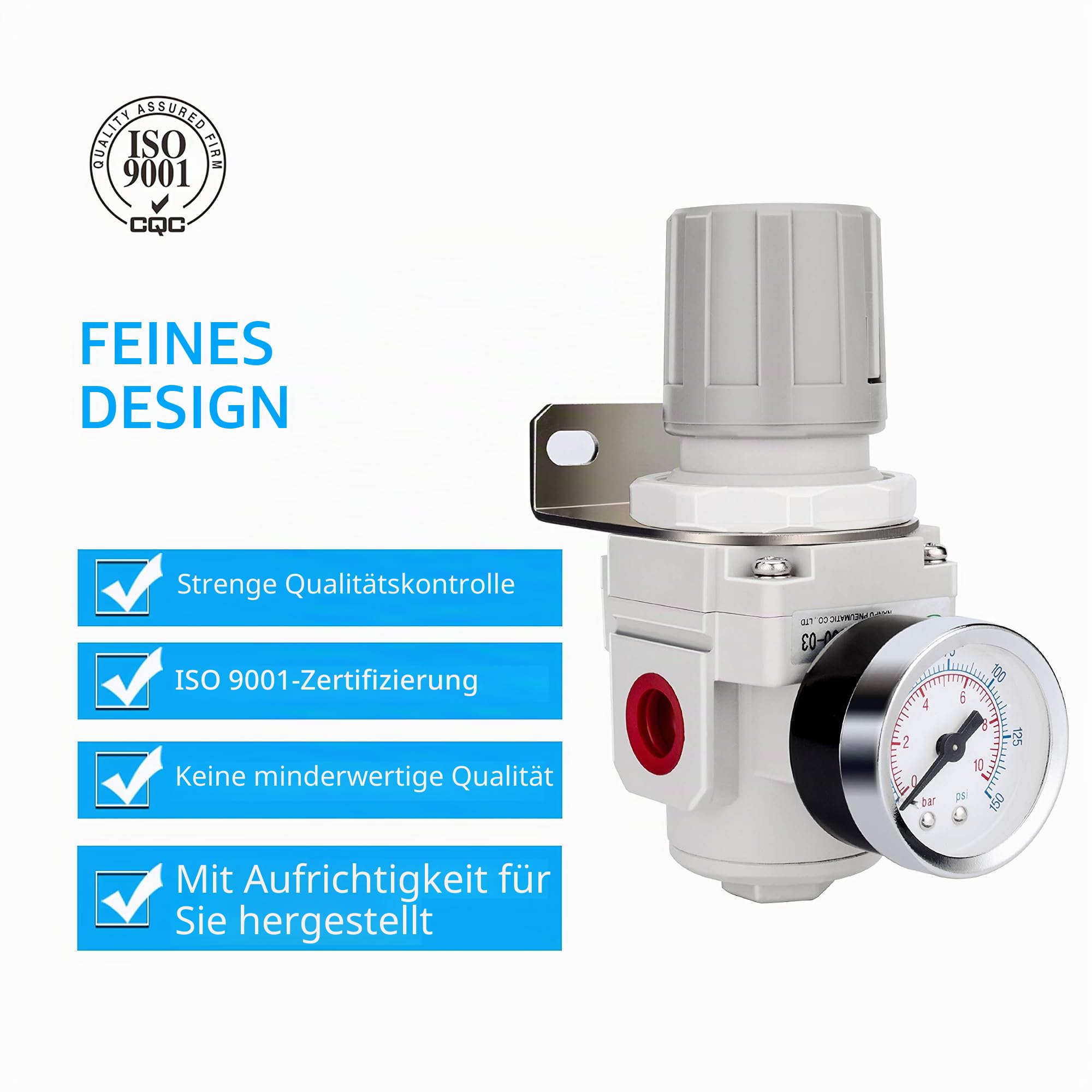 NANPU 3/8" BSP Druckluftdruckregler - 10 bar Manometer, für Luftkompressoren und Druckluftwerkzeuge