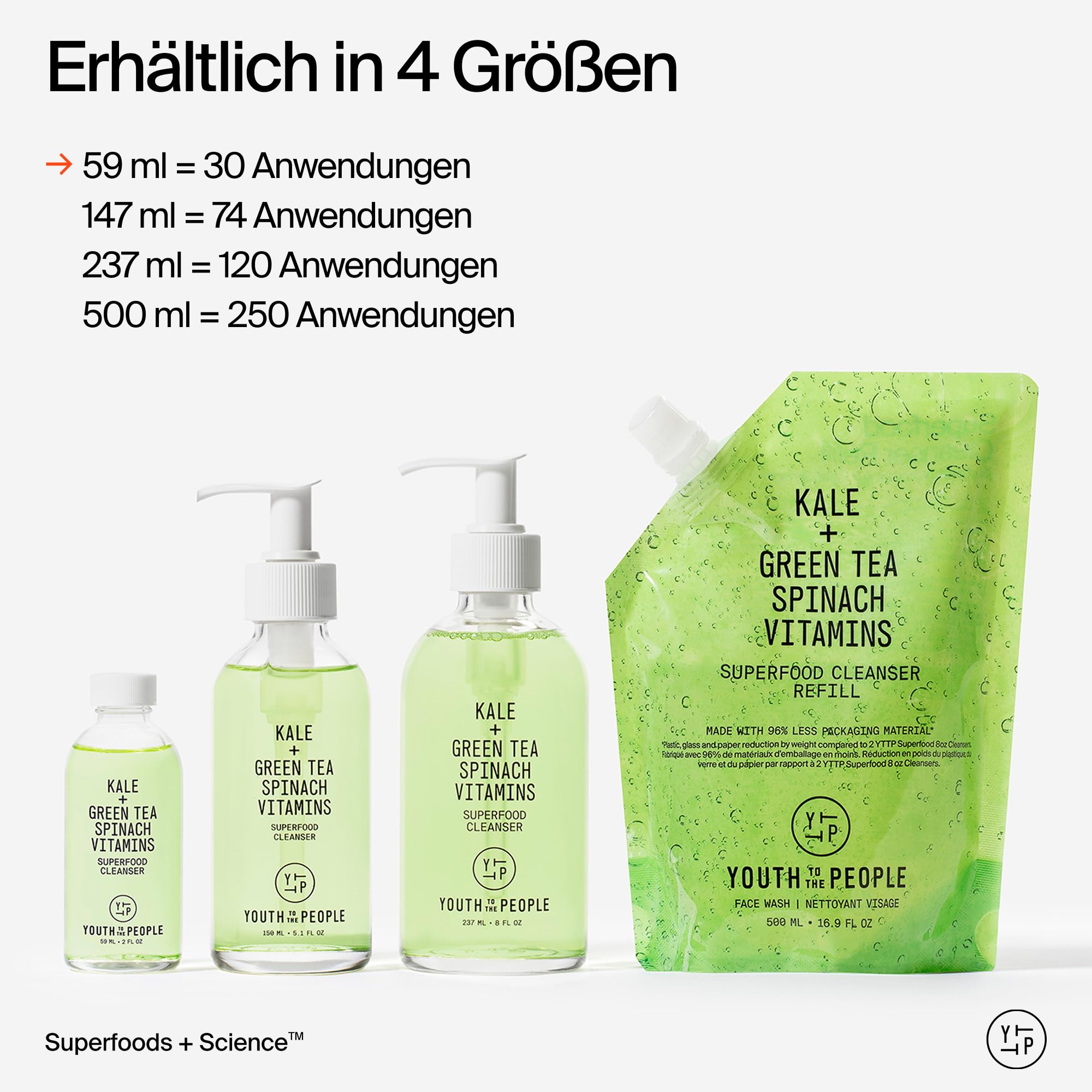 Youth To The People Superfood Cleanser, Gesichtsreiniger, mit Grünkohl, grünem Tee & Spinat, pH-neutral, für alle Hauttypen, sanfter Make-up-Entferner für empfindliche Haut