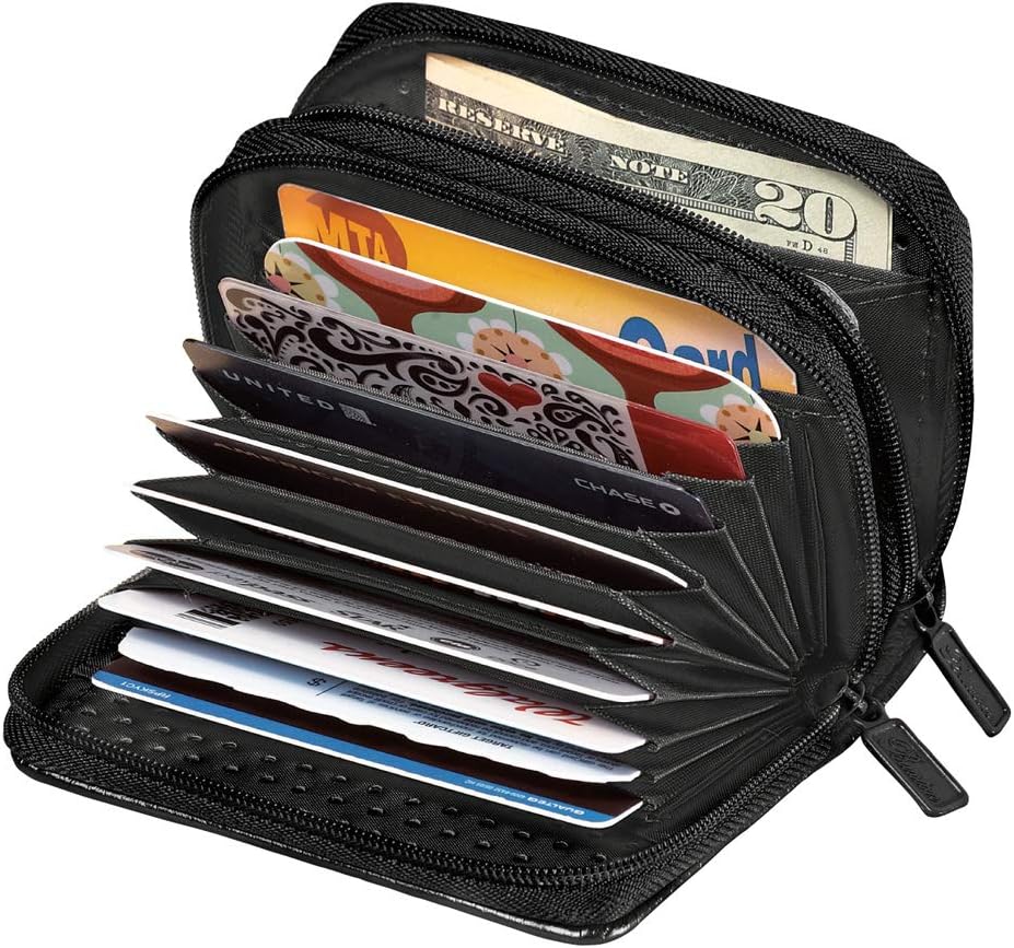 Collections Etc RFID Buxton Scan Proof Compact Leather-Look Wallet Purse