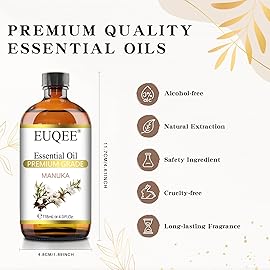 EUQEE Manuka Essential Oil 118ml Large Capacity Pure Manuka Oil with Glass Dropper for Skin, Diffuser, Aromatherapy, Cleaning, Soap Candle Making - 4Fl.Oz