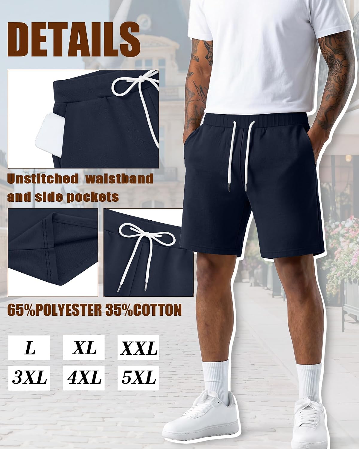 3 Pack Men's Shorts L-5XL Big and Tall Athletic Gym Drawstring Shorts with Pockets Summer Workout Casual Clothes