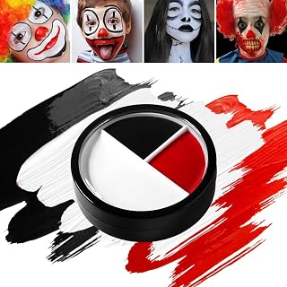 3-Color Black White Red Face Body Paint, Pro Oil Based Body Paint for Halloween Clown Makeup, Cosplay, Joker Zombie SFX Special Effect Makeup, Theme Party or Baseball Softball Sport, Easy to Color,17g
