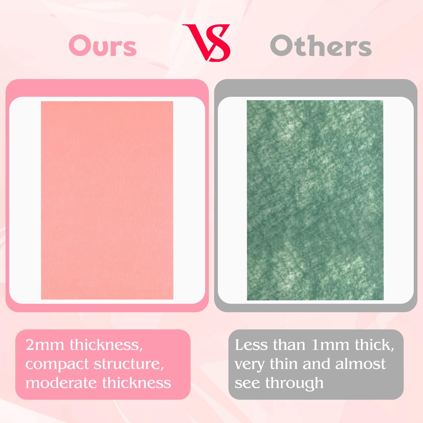NEBURORA 2mm Thick Felt Sheets for Crafts 20 Pcs Stiff Felt for Crafts Pink Felt Fabric Sheets Patchwork Sewing Craft Supplies (Pink Series) - Image 4