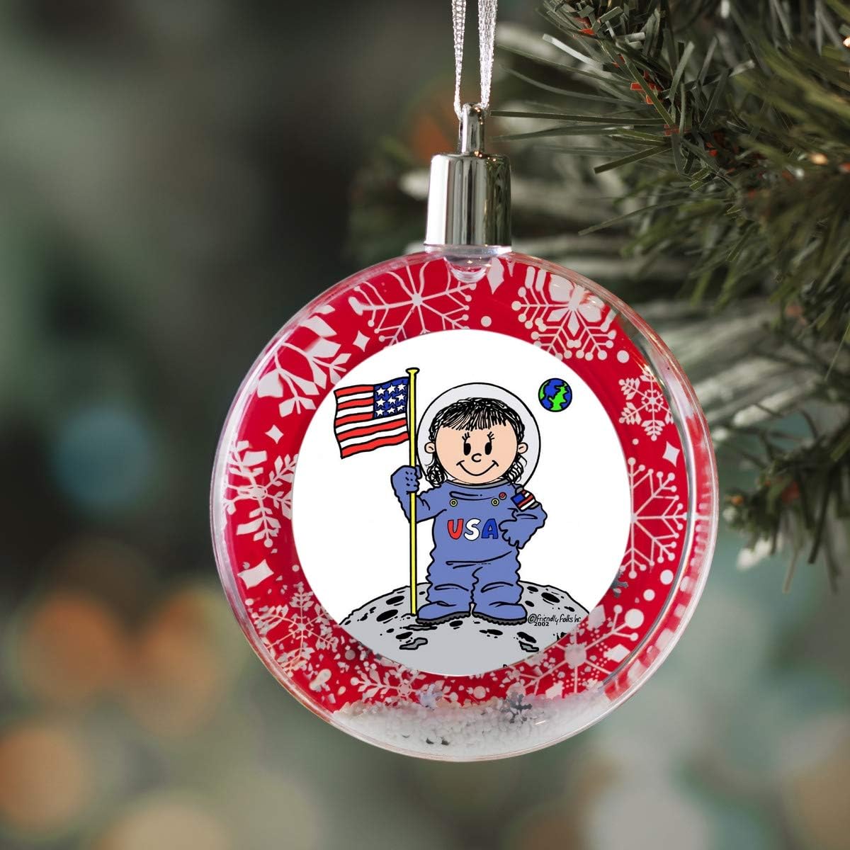 PrintedPerfection.com Personalized Friendly Folks Future Astronaut - Female Christmas Snow Globe Ornament