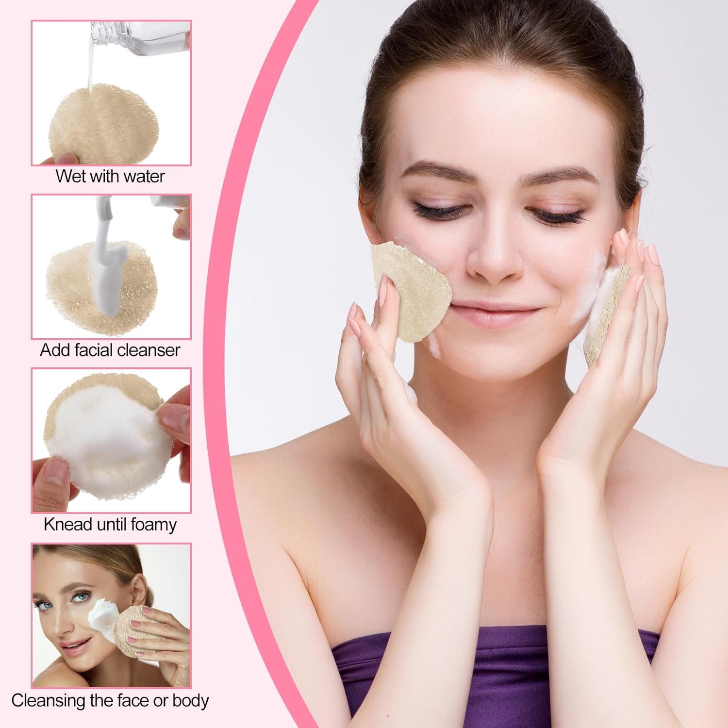 Bokon 25 Pcs Loofah Exfoliating Face Pads 2.36 Inches Round Natural Loofah Sponge Body Face Scrubber Remove Dead Skin Facial Pad Bulk for Bath Shower Spa Skin Cleaning Women Men - Image 4