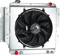 Tepilauda 3-Row Aluminum Radiator Shroud & 16" Fan for Jeep Wrangler YJ TJ 1987-2006 2.4-4.2L - Direct Fit Cooling Upgrade