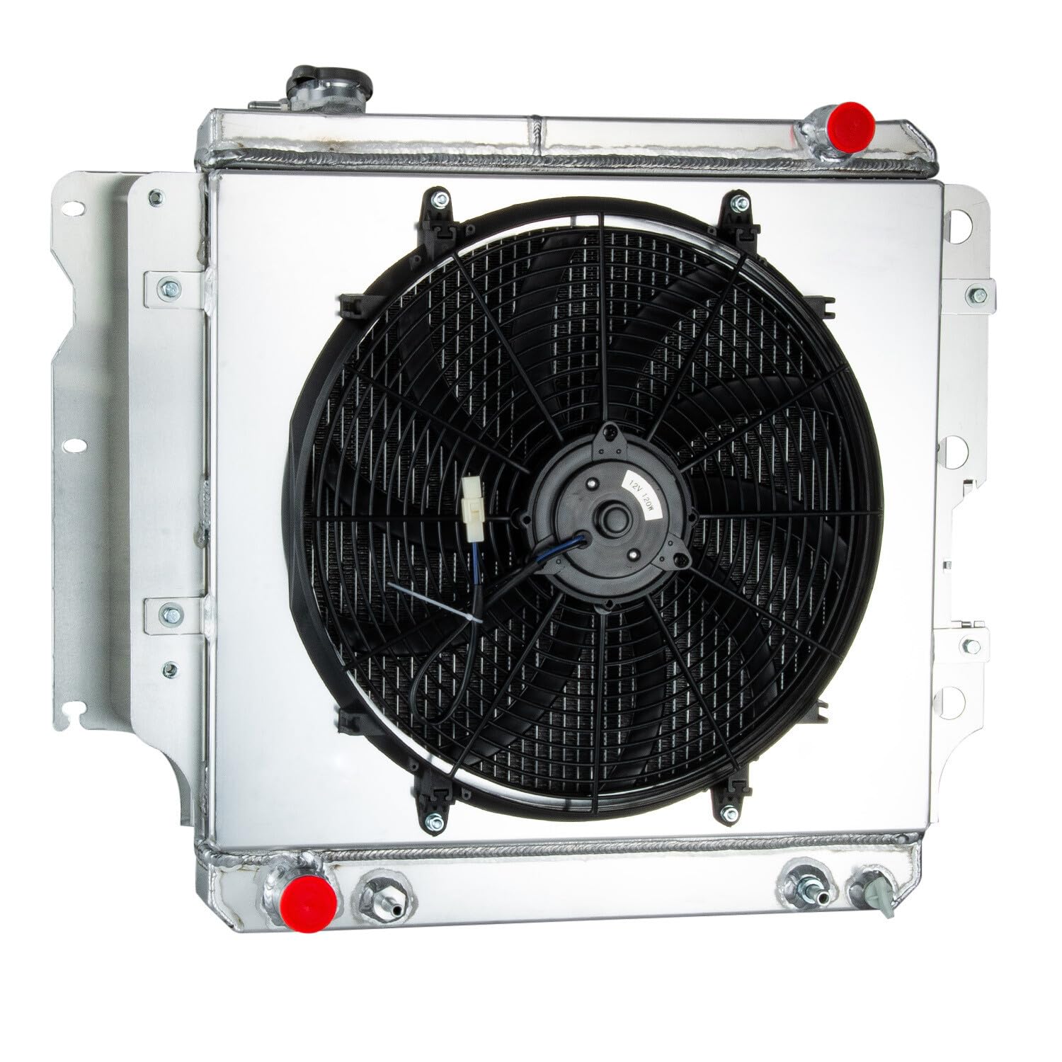 Tepilauda 3 Row Radiator Shroud Fan For Jeep Wrangler YJ TJ 2.4-4.2L 1987-2006 Aluminum Radiator Fan Replacement 3 Rows Radiators Fans