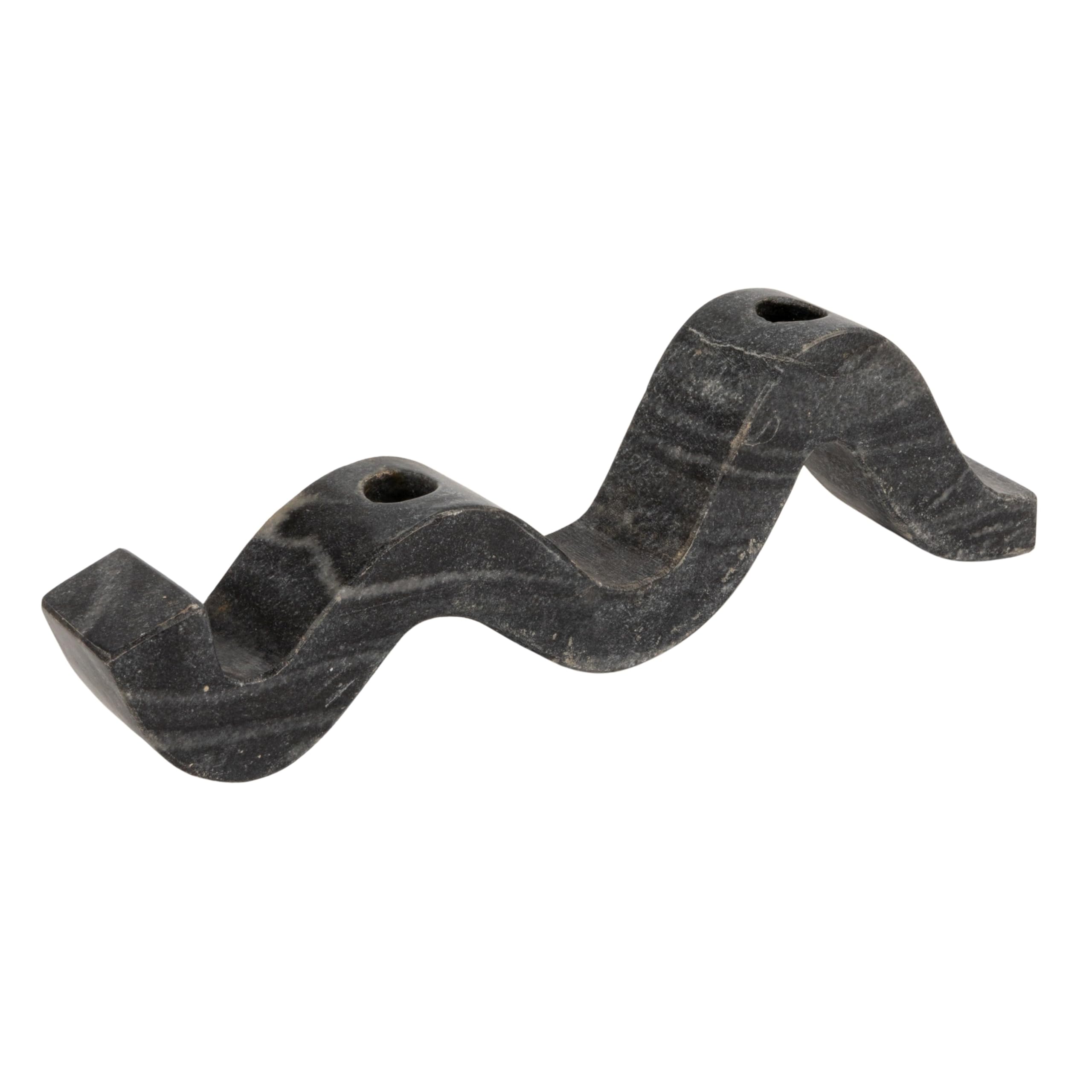Bloomingville Marble Wave Double Taper Candle Holder, Black