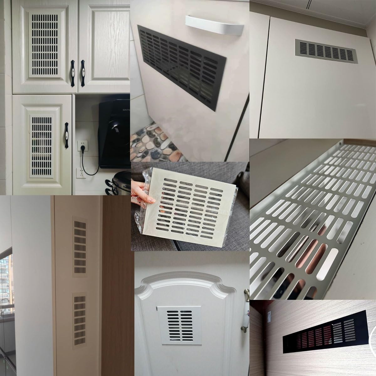 Generico Griglie di Aerazione in Metallo，Griglias di Ventilazione Rettangolare，Serranda di Scarico dell'Aria, Migliora La Ventilazione della Stanza per Cucine Armadi Bagni(Nero,200mm*600mm/8in*24in)