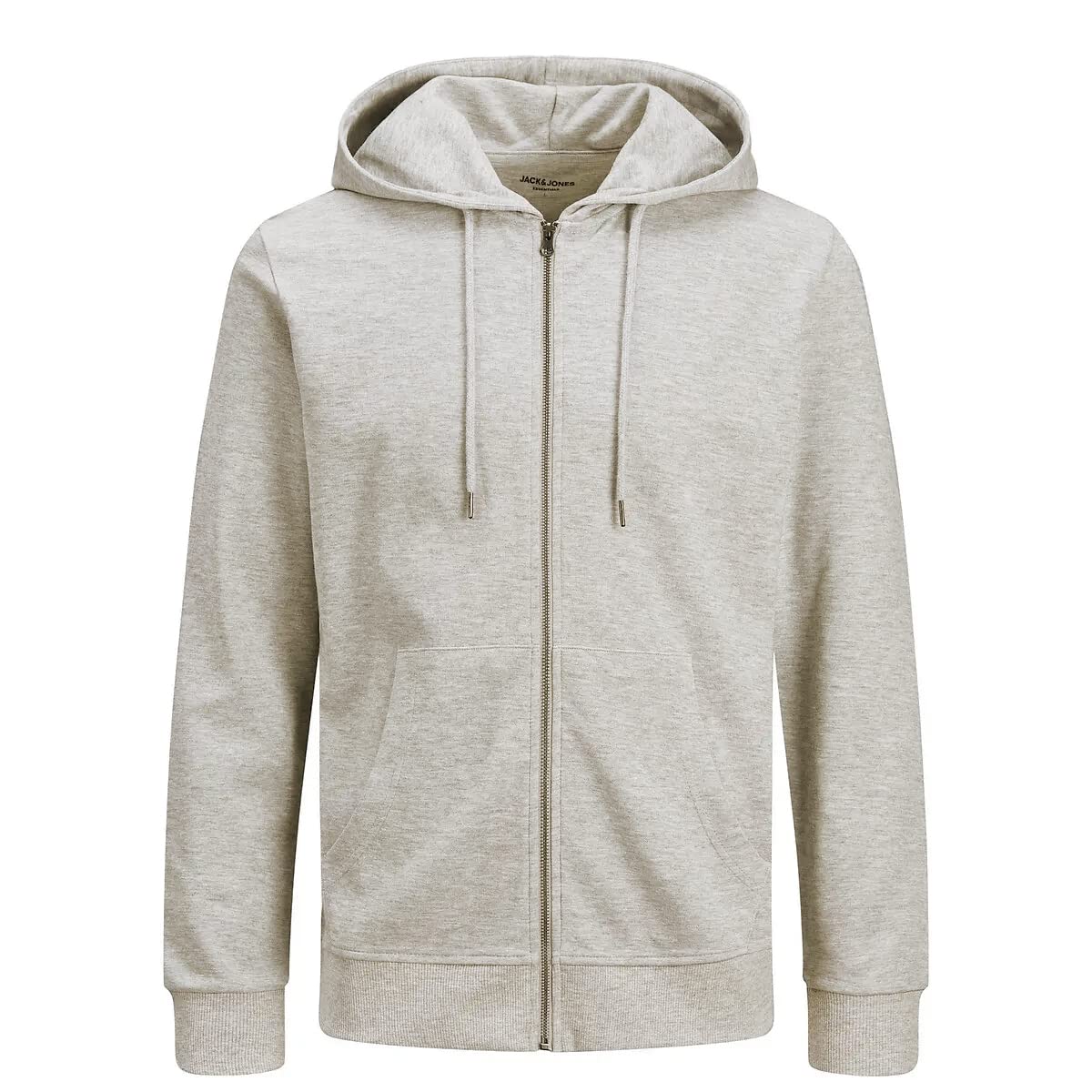 Jack & Jones Men's White Melange/Reg Fit Herren Jjebasic Sweat Zip Hood, /Reg, Xl