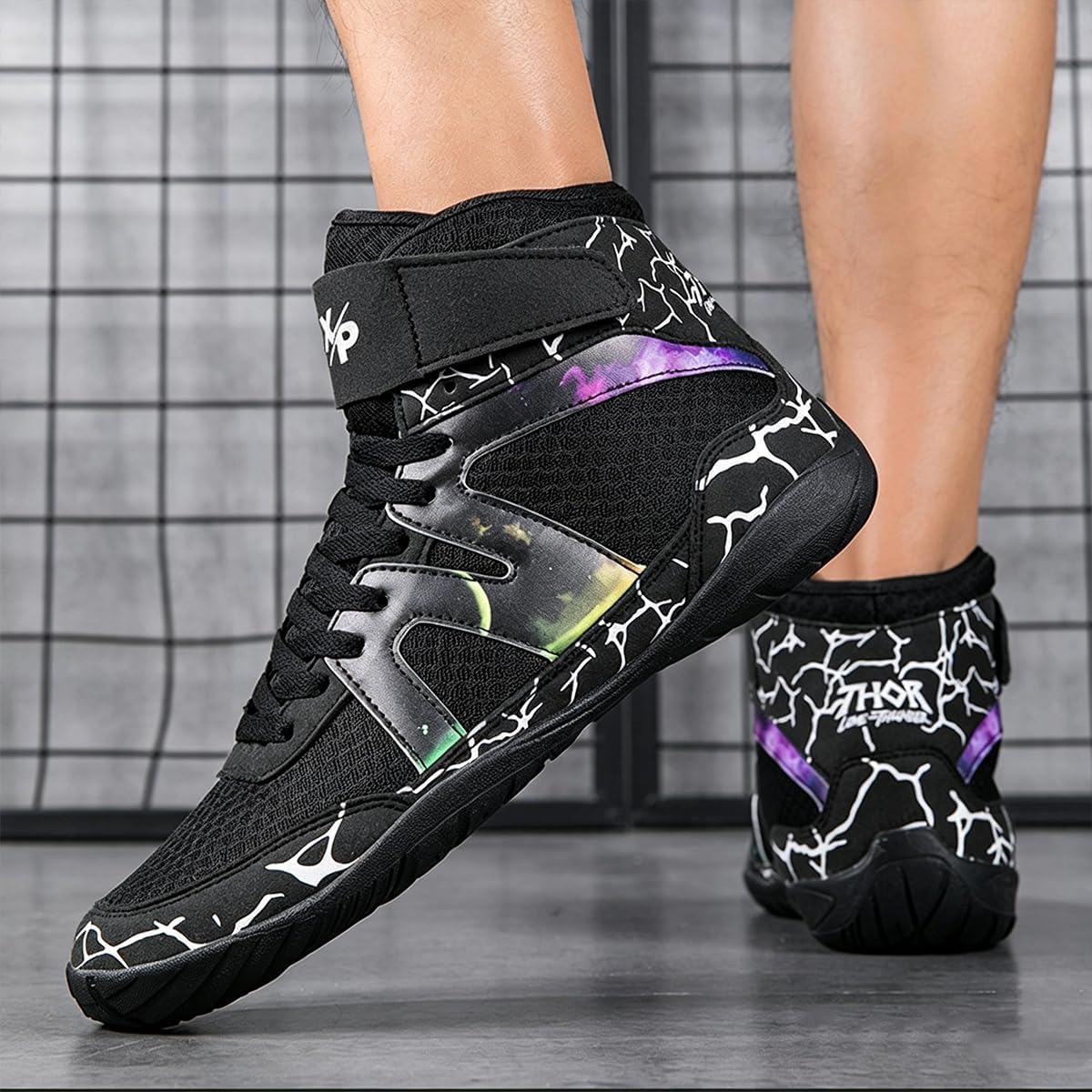 Men's High Top Wrestling Shoes Lightweight Boxing Shoes Breathable Non-Slip Powerlifting Training Shoes, for Gym Bodybuilding