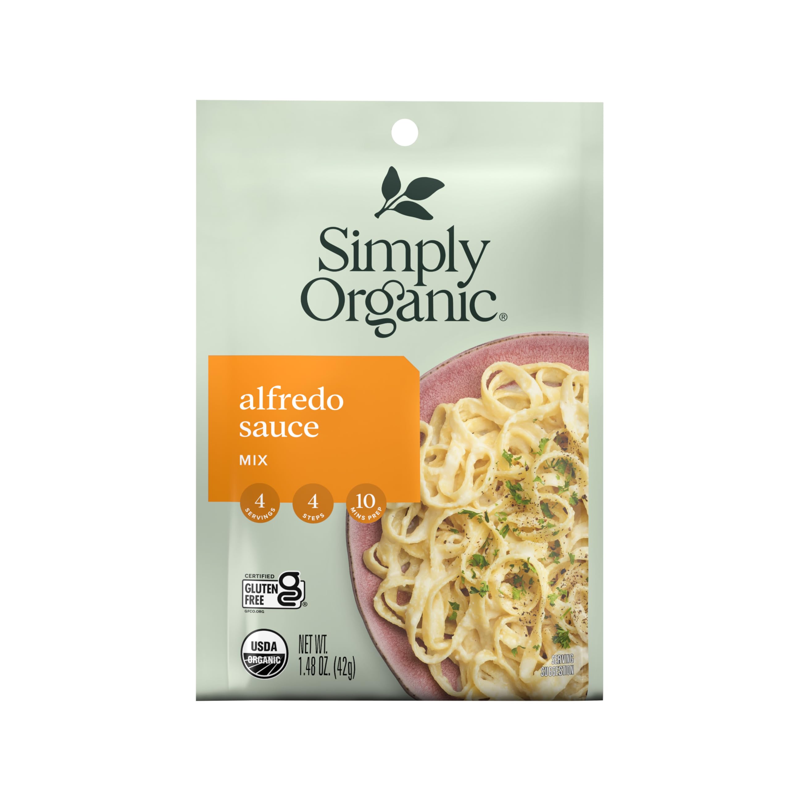 Simply Organic Alfredo Seasoning Mix, 1.48 Ounce 12 Pack, Classic Creamy Texture & Authentic Italian Flavors of Garlic, White Pepper