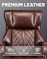 Vista 5 de Sillas ejecutivas de 800 libras, sillas de escritorio ejecutivas con soporte lumbar ajustable, silla de oficina para personas pesadas, silla