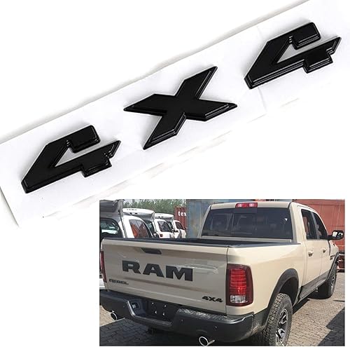 Miniatura 2 de Adhesivo de emblema de 8.8 pulgadas, 4 x 4, 1 unidad, color negro mate, calcomanía cromada de repuesto para Dodge Ram 1500 2500 3500, Jeep Grand