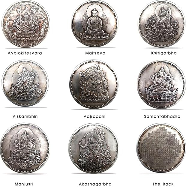 Foto 4 de 6 de Kocreat Budismo Bodhisattvas Estatuas orientales de dioses monedas antiguas réplica-suerte Moneda Morgan…