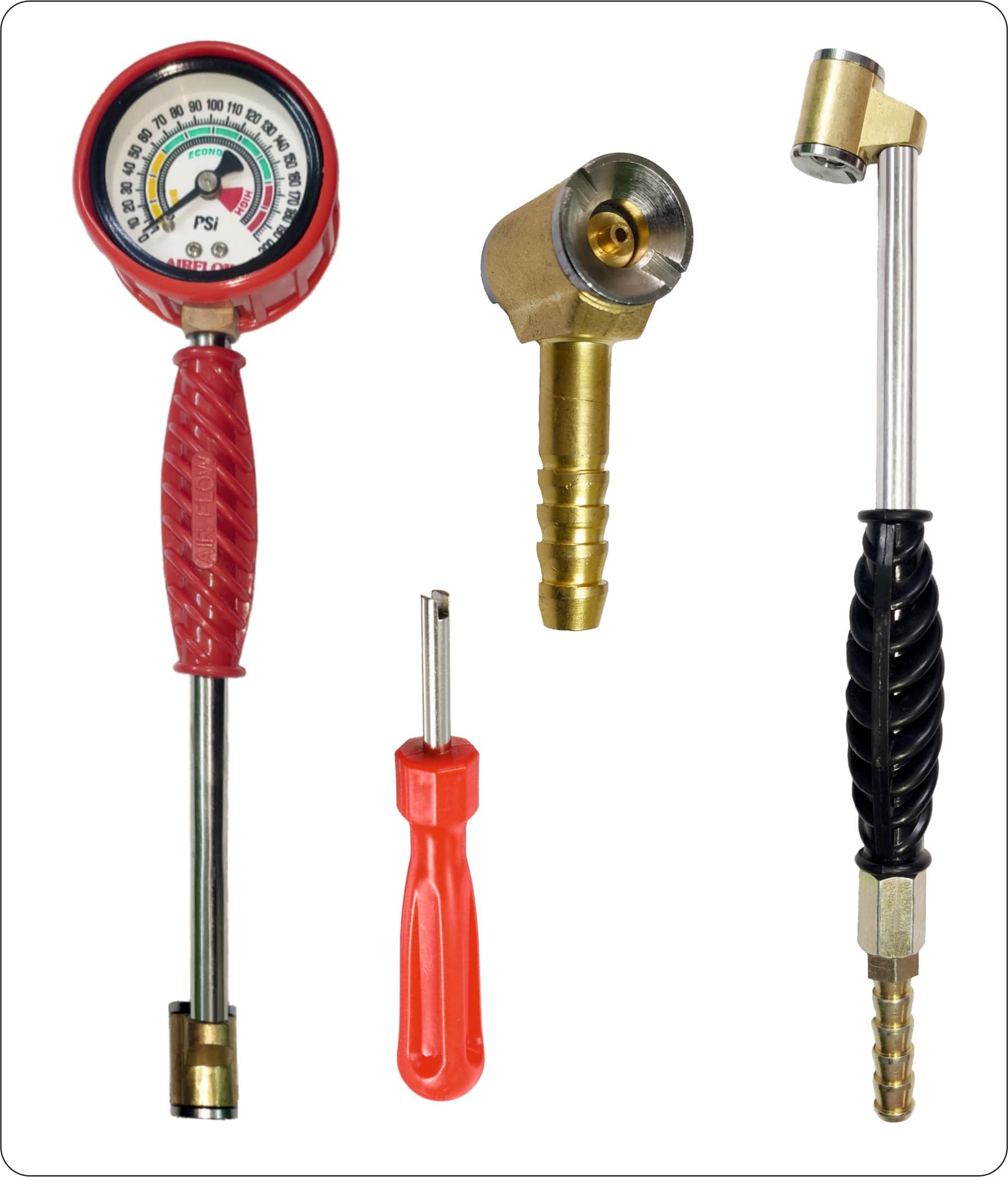 Air Flow Two Way Air Chuck Nozzle Heavy + Twin Tyre Connector with