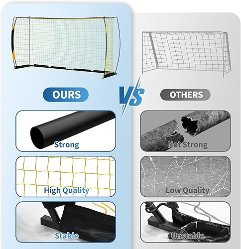 Miniatura 4 de Portería de fútbol de 12 x 6 pies para patio trasero, portátil y plegable, base de metal resistente, red de entrenamiento de instalación rápida,