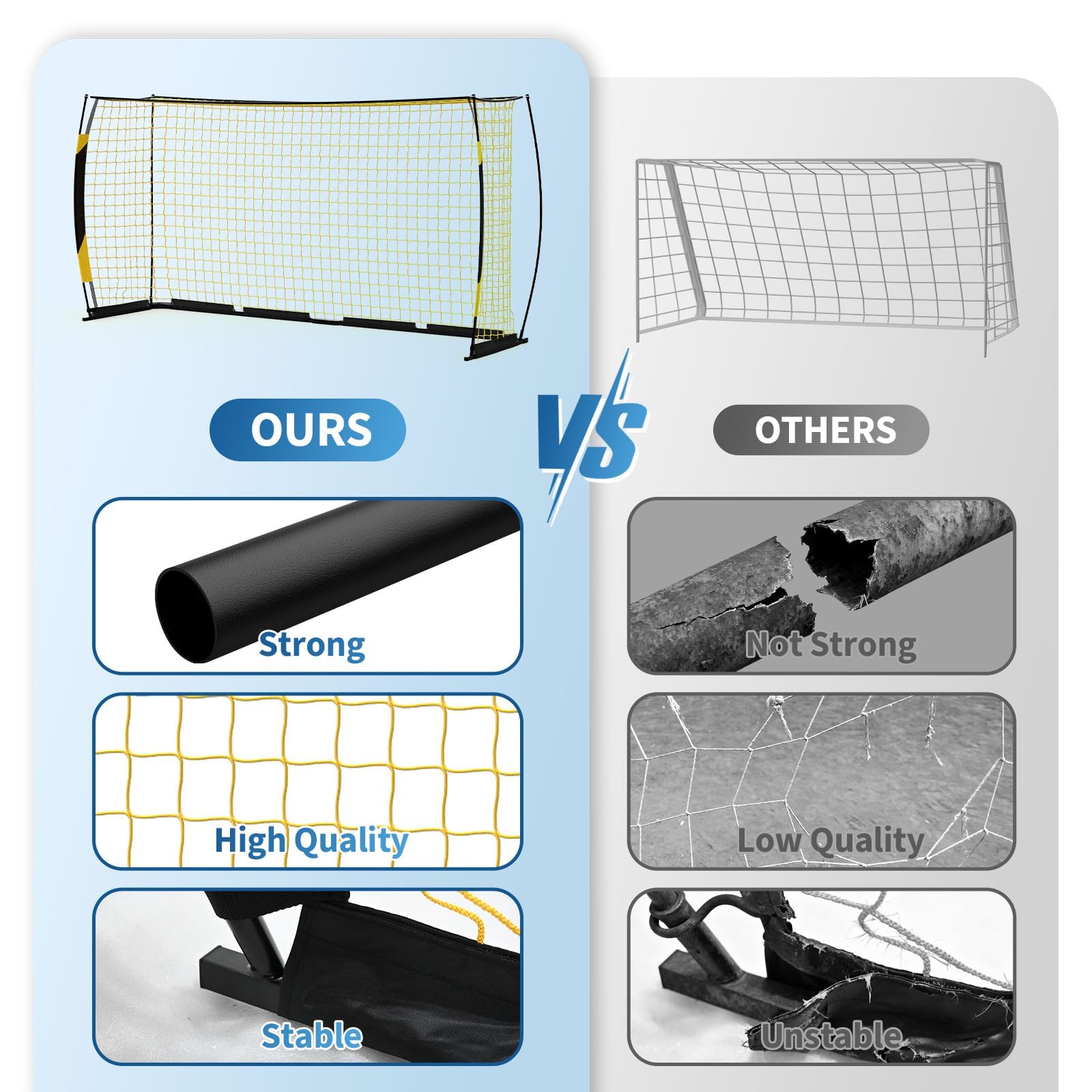 But de Football Pliable 365x183x100 cm Exterieur avec Accessoires Montage Rapide pour Entrainement