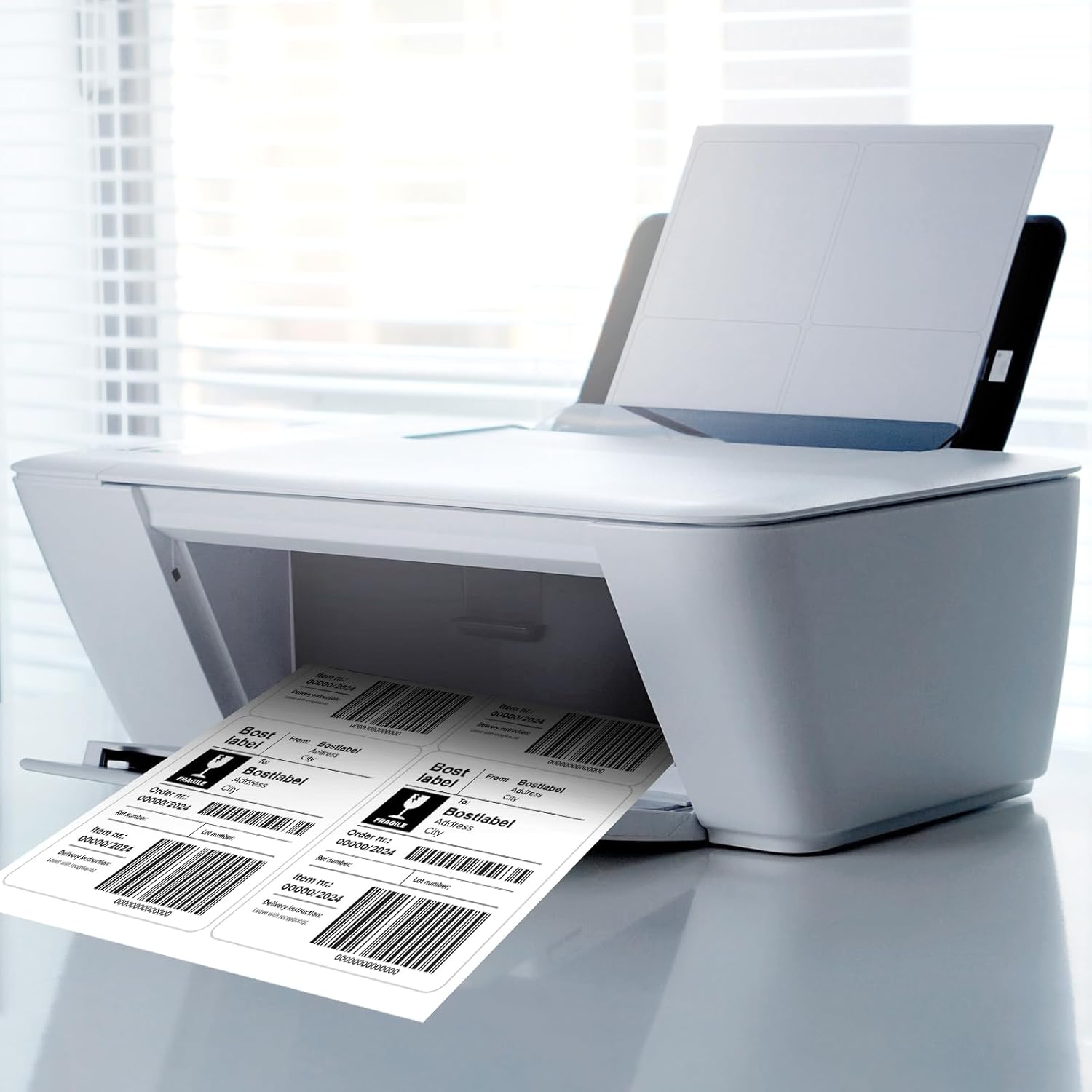 Bostlabels 500 Sheets 2000 Pcs 4 Up 4x5 White Shipping Labels for inkjet and Laser Printers, large Labels 4 per Sheet, Permanent Strong Adhesive A4 Size 4 Labels per Page Perfect for Mailing & Address