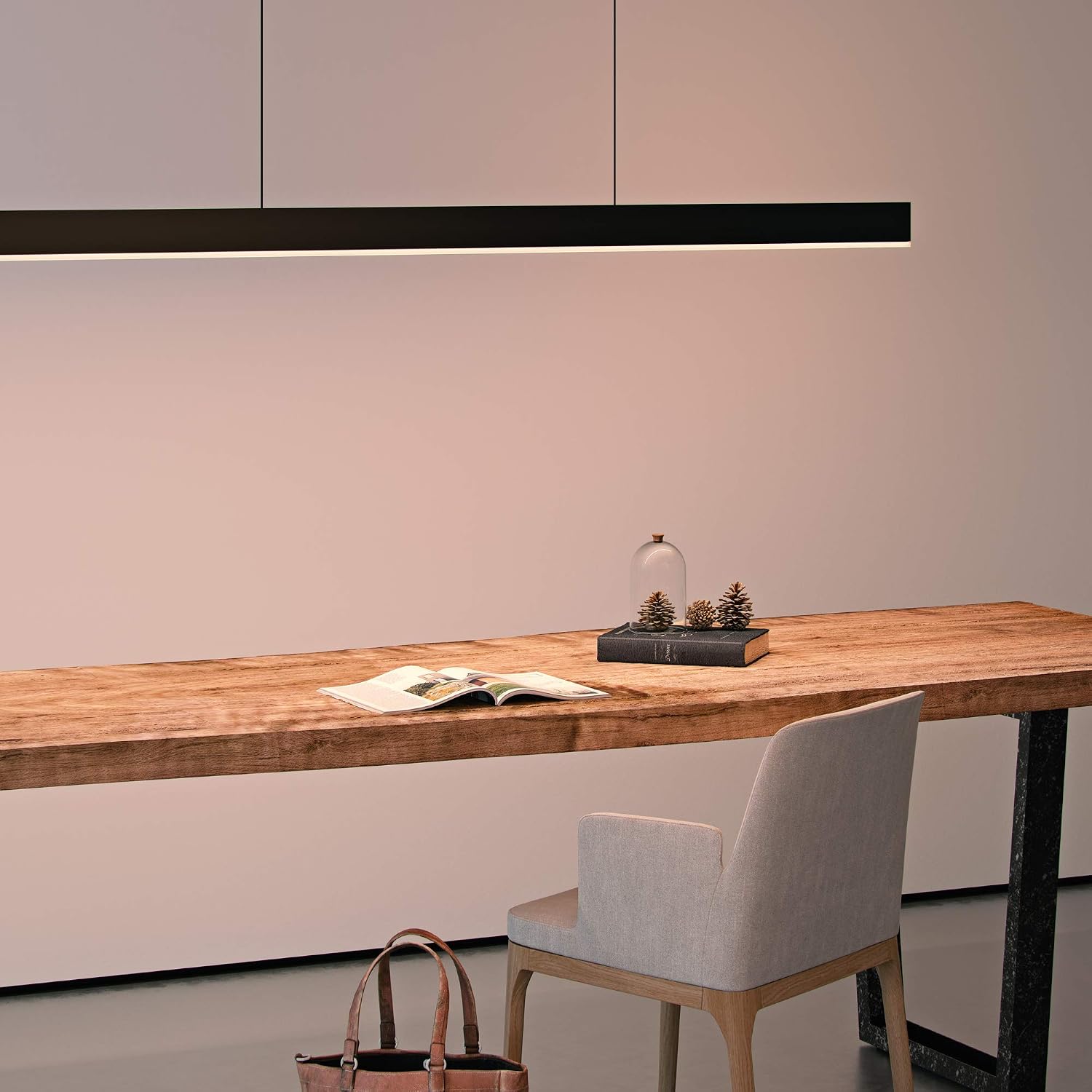 DALS Modern Pendant Light, LED Kitchen Office Lighting, Black, SPD72-3K-BK