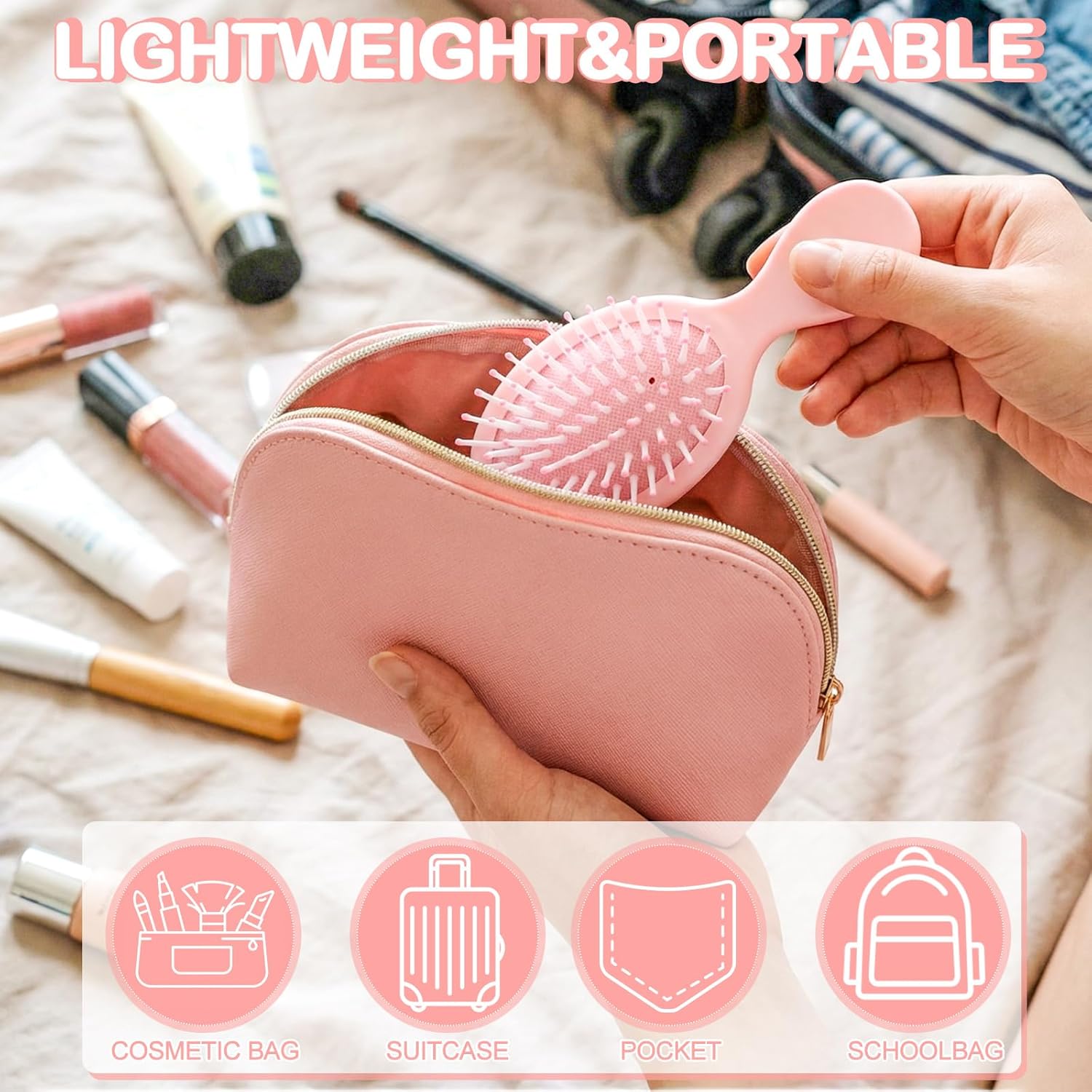 24 Pcs Mini Detangler Hair Brush Bulk Dry and Wet Detangling Travel Hairbrush Suitable for Women Bridesmaid Gifts Spa Party Supplies(Heart)