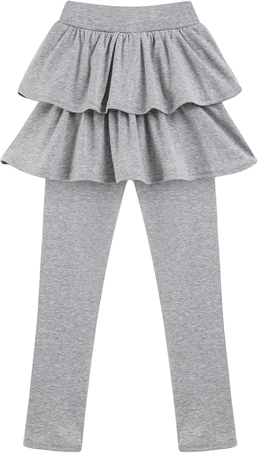 Girls School Uniform Pants Leggings with Skirts Stretch Warm Jegging 4-12 Years Sakura Pink Grey 2-Pack 4-5 Years