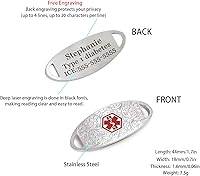 Vista 2 de Pulsera de identificación de alerta médica, cadena de acero inoxidable intercambiable con etiqueta de filigrana, pulseras de identificación