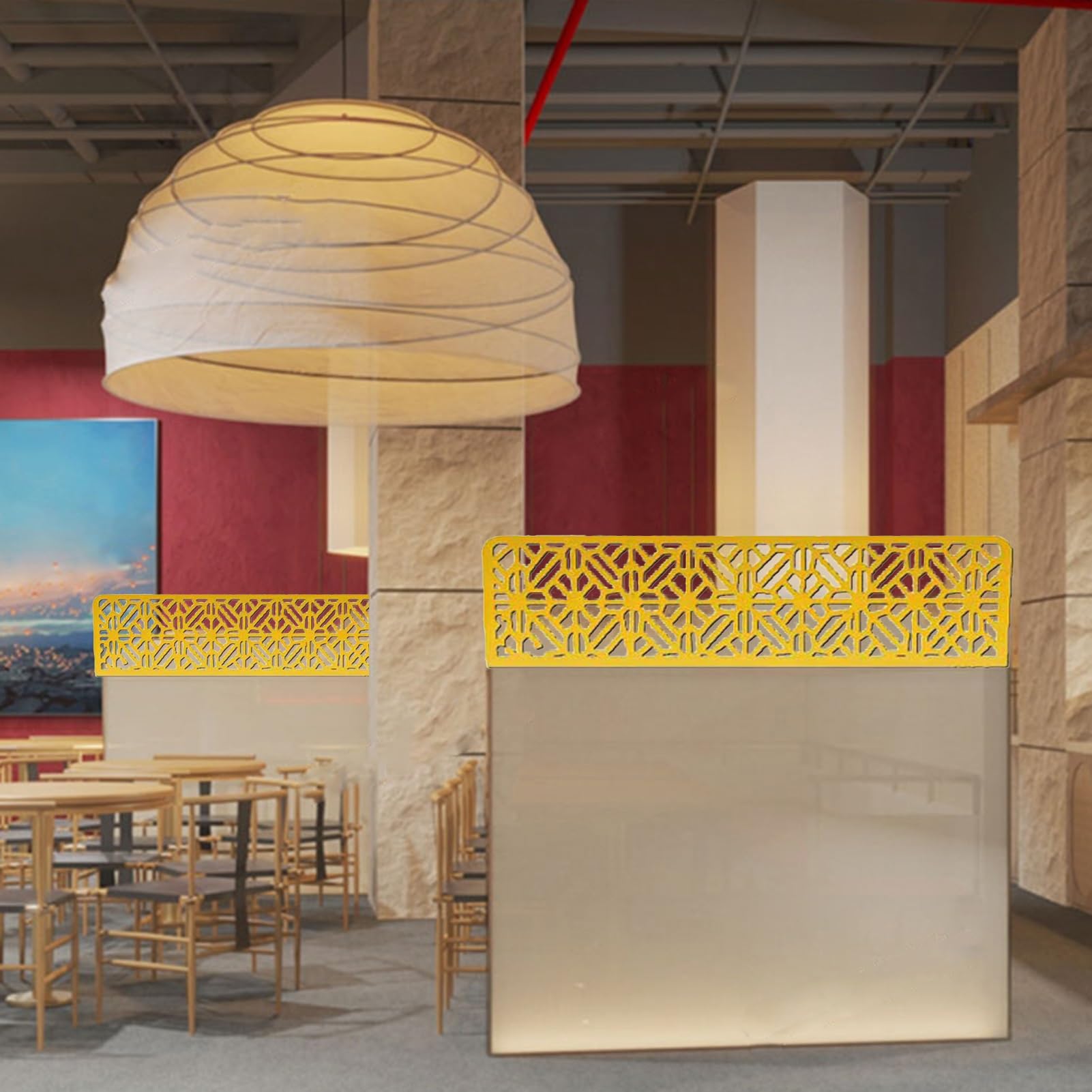 Partición de escritorio de hierro forjado, pantalla de privacidad para oficinas y restaurantes, diseño decorativo de mesa para una mejor separación de pasillos