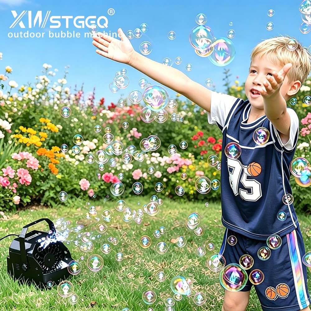 XWSTGEQ Stage Bubble Machine with Lights, Wireless Remote - Perfect for Weddings, Commercial Performances, Parties, and Carnivals