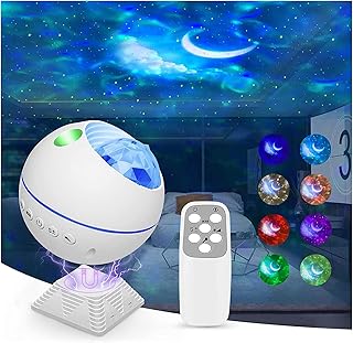 XNHAFW Star Projector Galaxy Projector Star Projector with Remote Control Voice Control, 3 in 1 Ocean Wave Projector, 360 Degree Adjustable Light Night Light Projector for Bedroom Ceiling