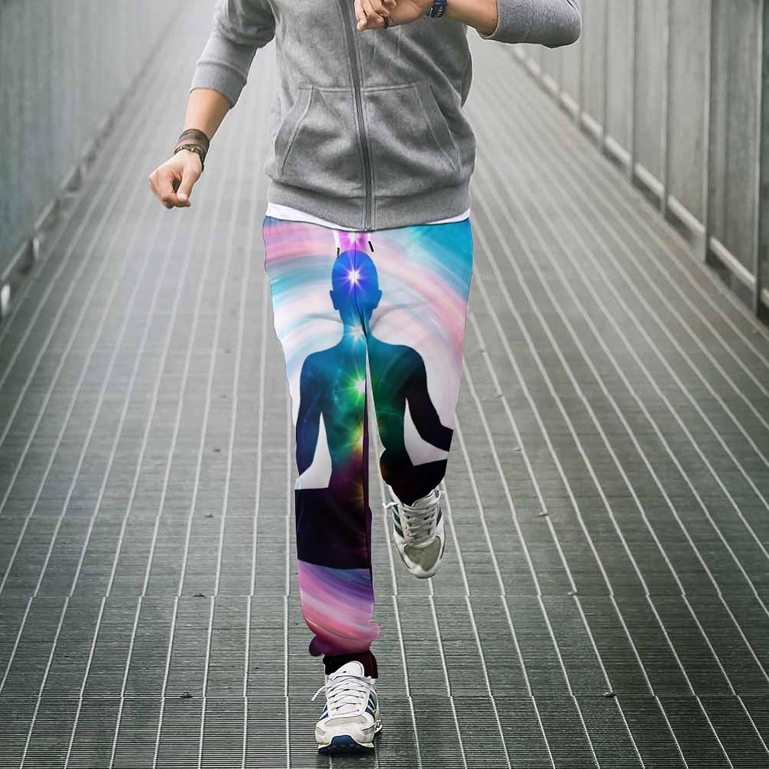 Space Meditation with Glowing Chakras Men's Sweatpants Novelty Jogging Pants Sports Running Bottoms Trousers Women