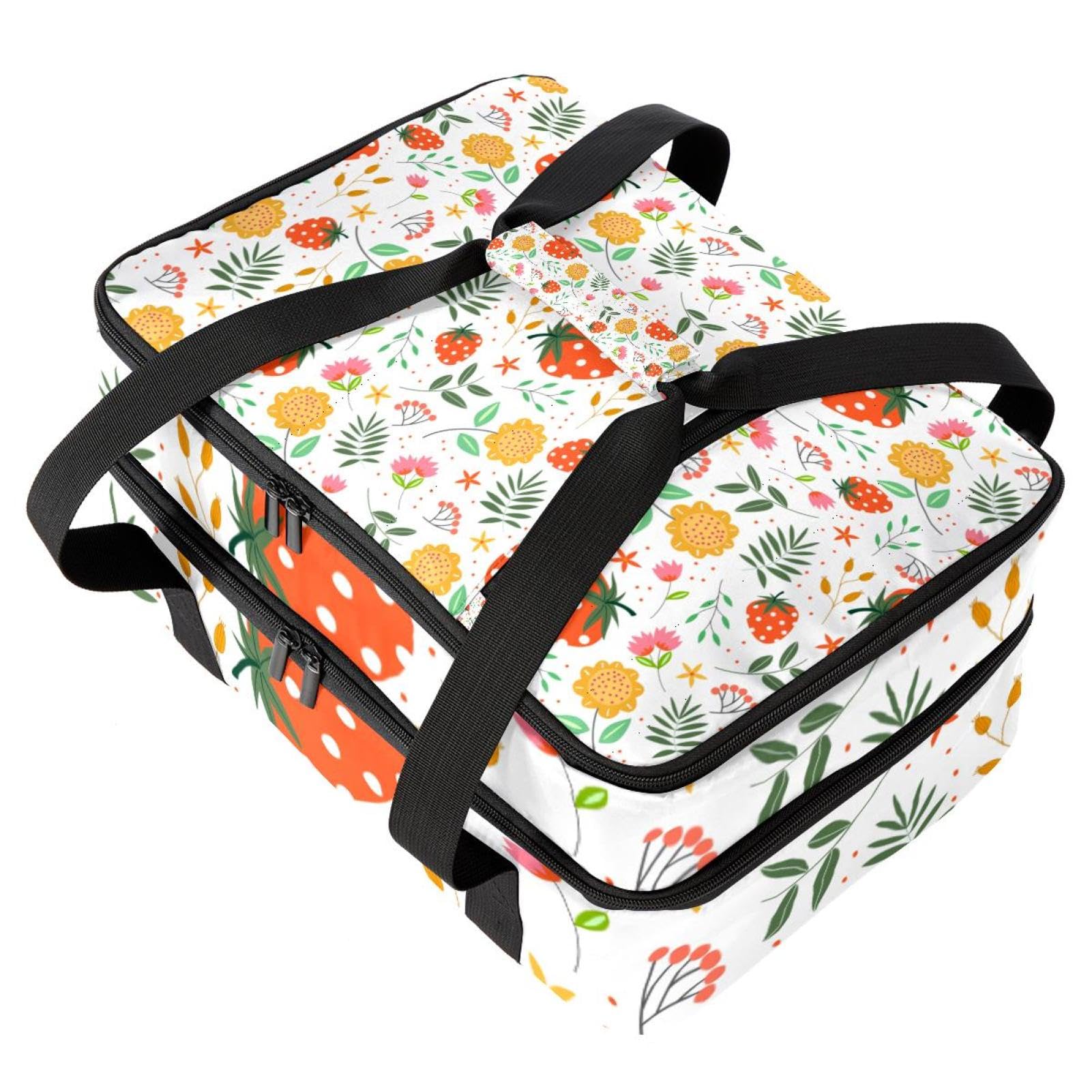 Grand sac à déjeuner isotherme pour homme et femme, double couche, étanche, étanche, réutilisable, sac fourre-tout pour le travail, l'école, le pique-nique, la plage, le camping, les voyages, motif