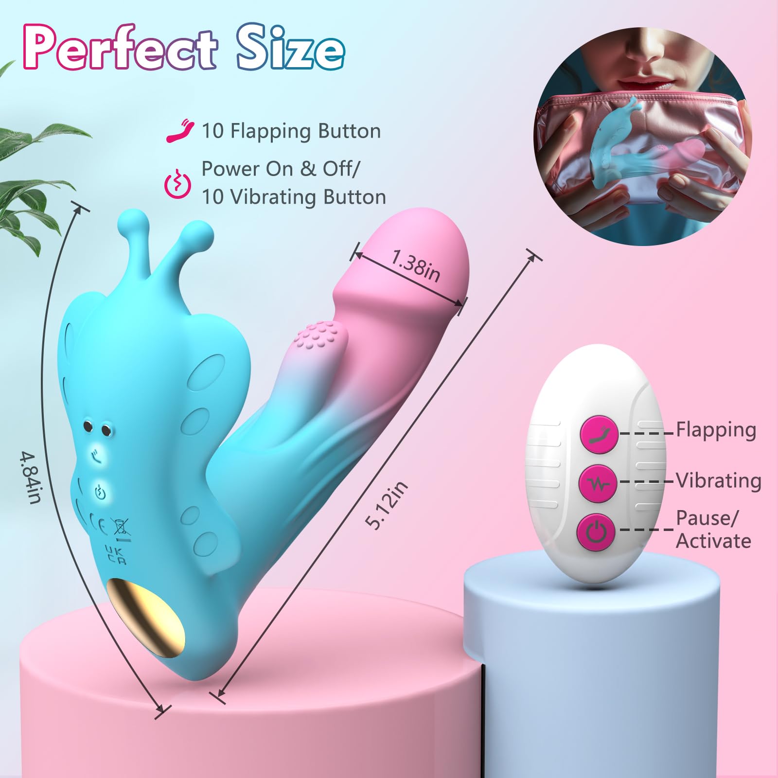 Vibrating Panties Couples Sex Toys - App Remote Control Wearable G Spot Dildo Vibrator with 10 Flapping & Vibrating Modes, Butterfly Panty Vibrators for Clitoral, Female Adult Sex Toys Games for women