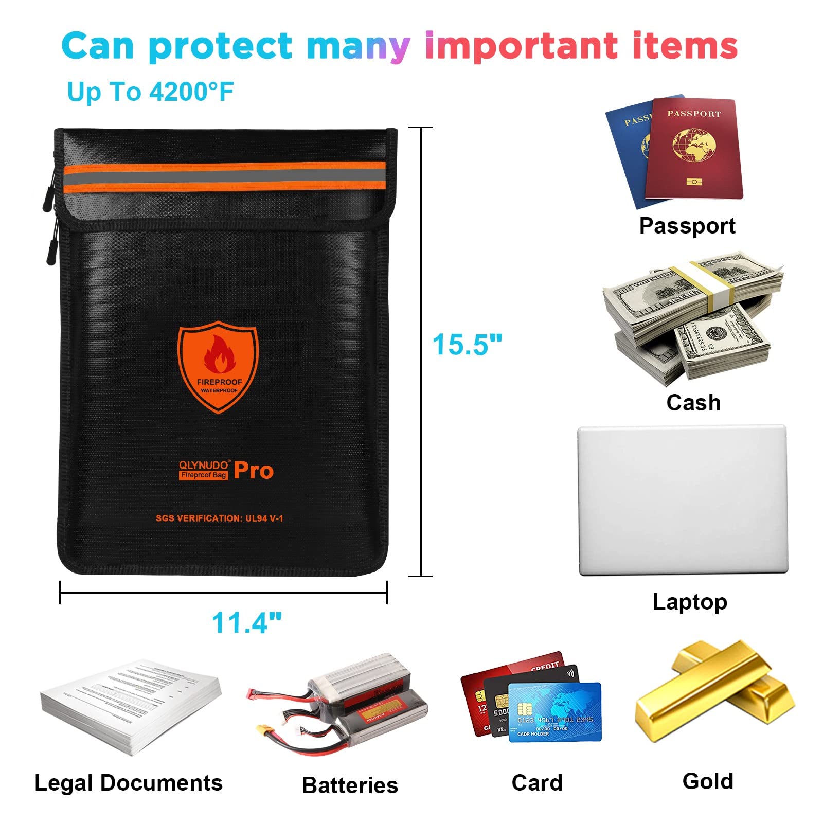4200 Fireproof Document Bag Important Waterproof