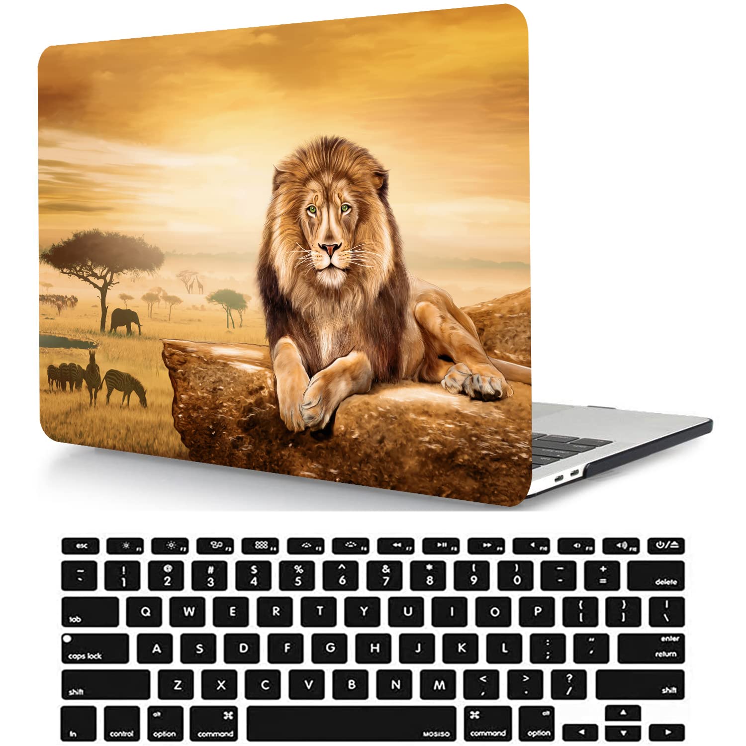 MacBook Pro 15 Inch Case 2019 - 2016 Compatible with Touch Bar and Touch ID, Plastic Hard Shell Cover & Keyboard Cover Skin - Lion