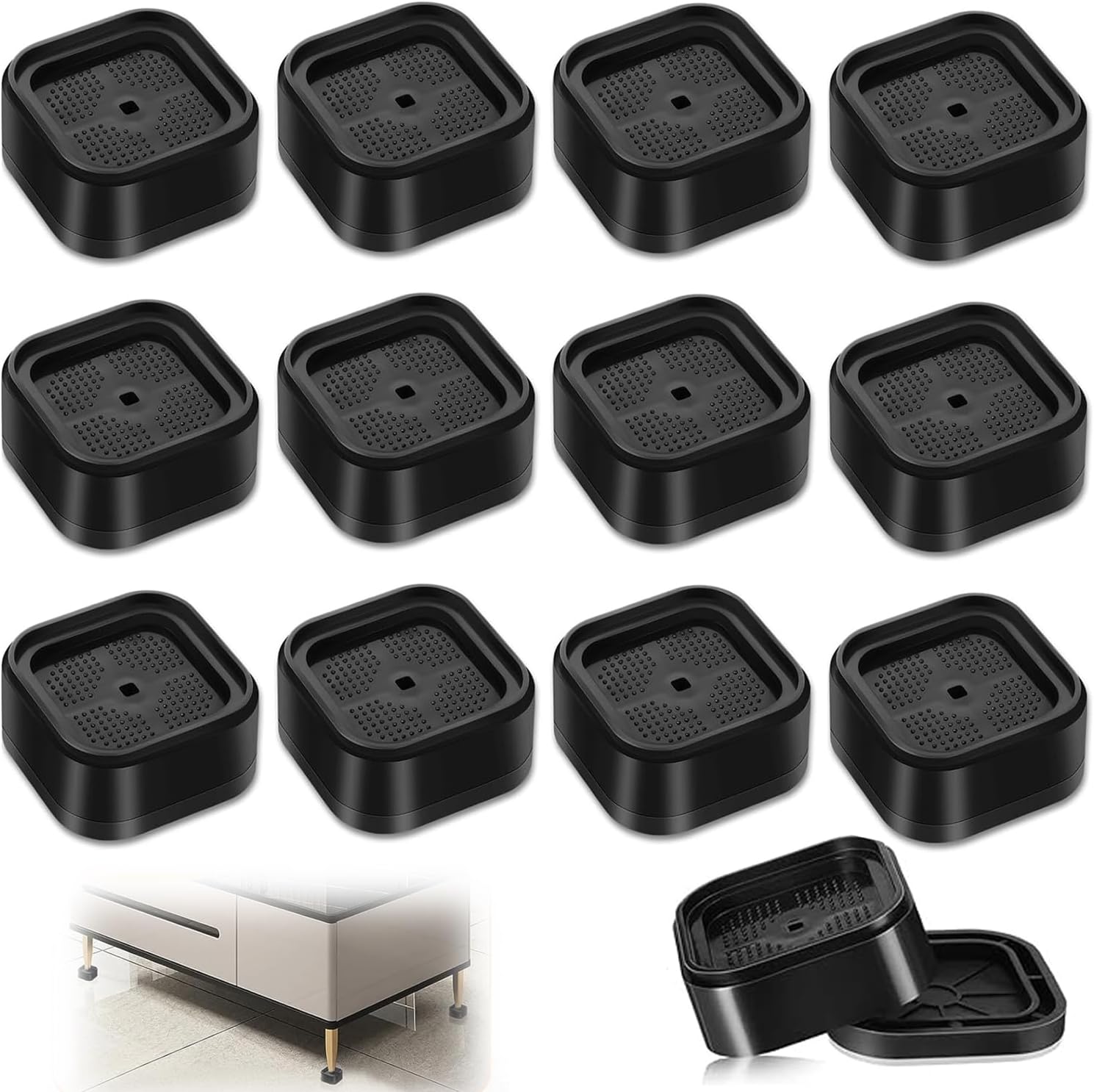 IONPSHG 12 Pack Furniture Risers Stackable Table Risers 1.38 Inch Heavy ...