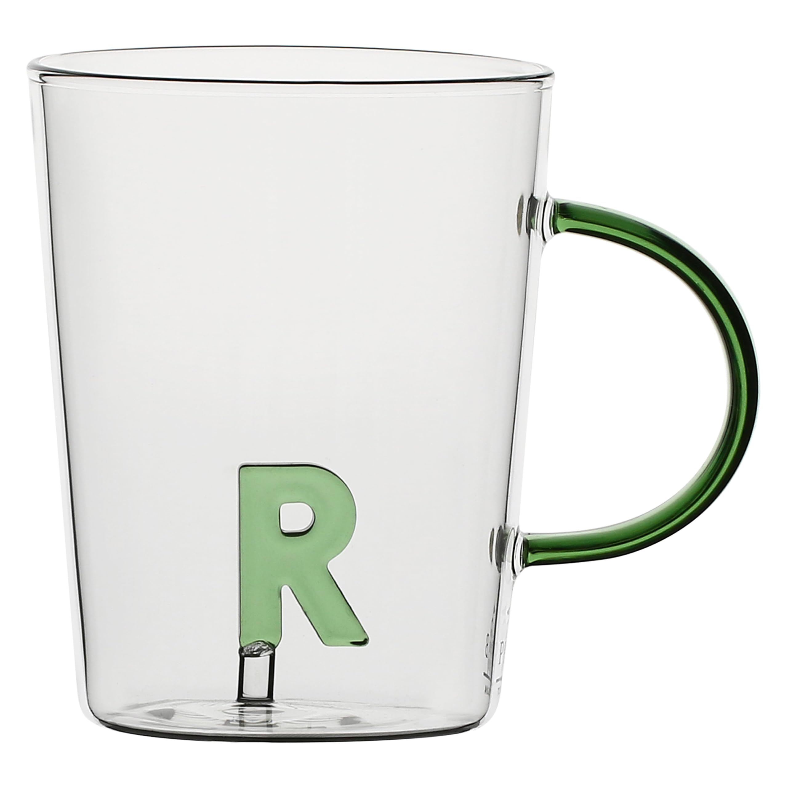 LA PORCELLANA BIANCA - Letter 'R' Mug in Borosilicate Glass, Capacity 400 cc, Allalettera Collection