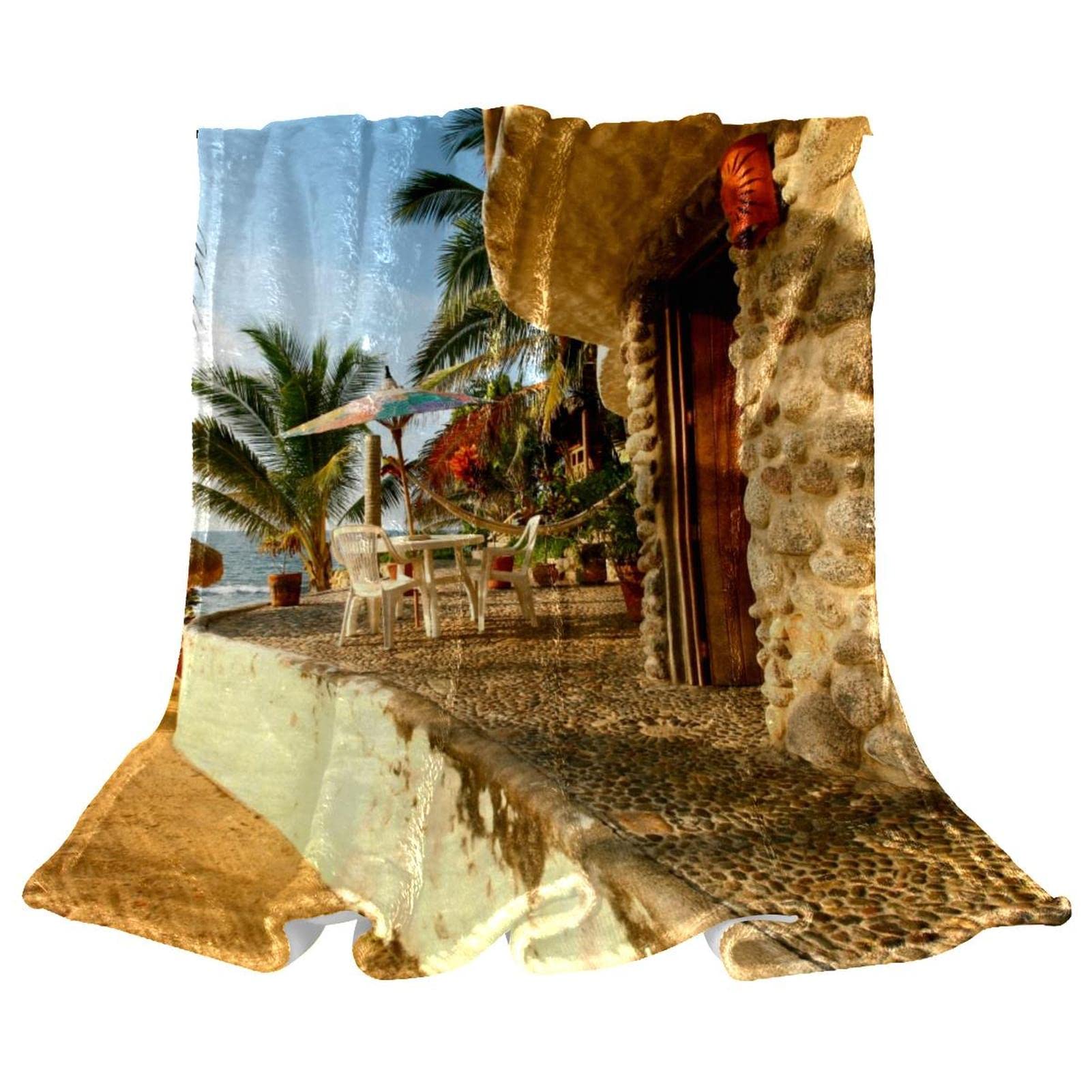Couvre-lit doux et couverture de lit lit enfant paysage plage tropicale d'été