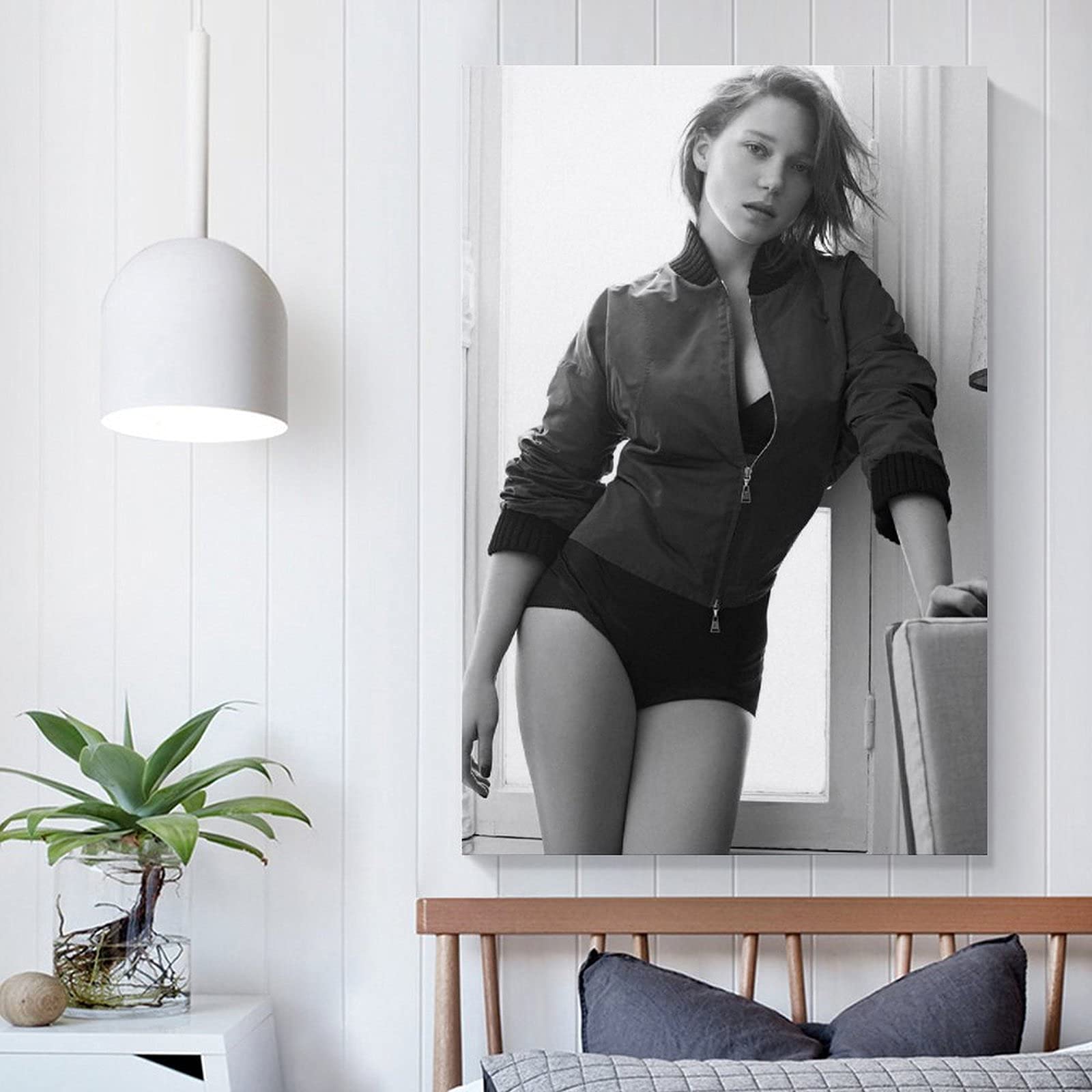 Poster su tela con scritta Lea Seydoux, in bianco e nero, con scritta in lingua inglese Hot New e stampa artistica da parete, 30 x 45 cm