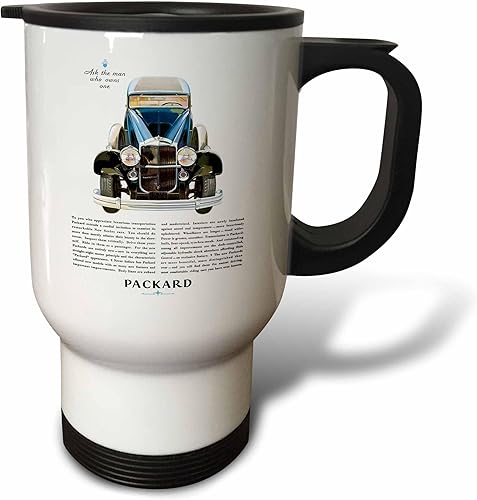 3dRose tm _ 130208 _ 1" Vintage Packard Motor Company publicidad Póster "taza de viaje, 14 oz, multicolor