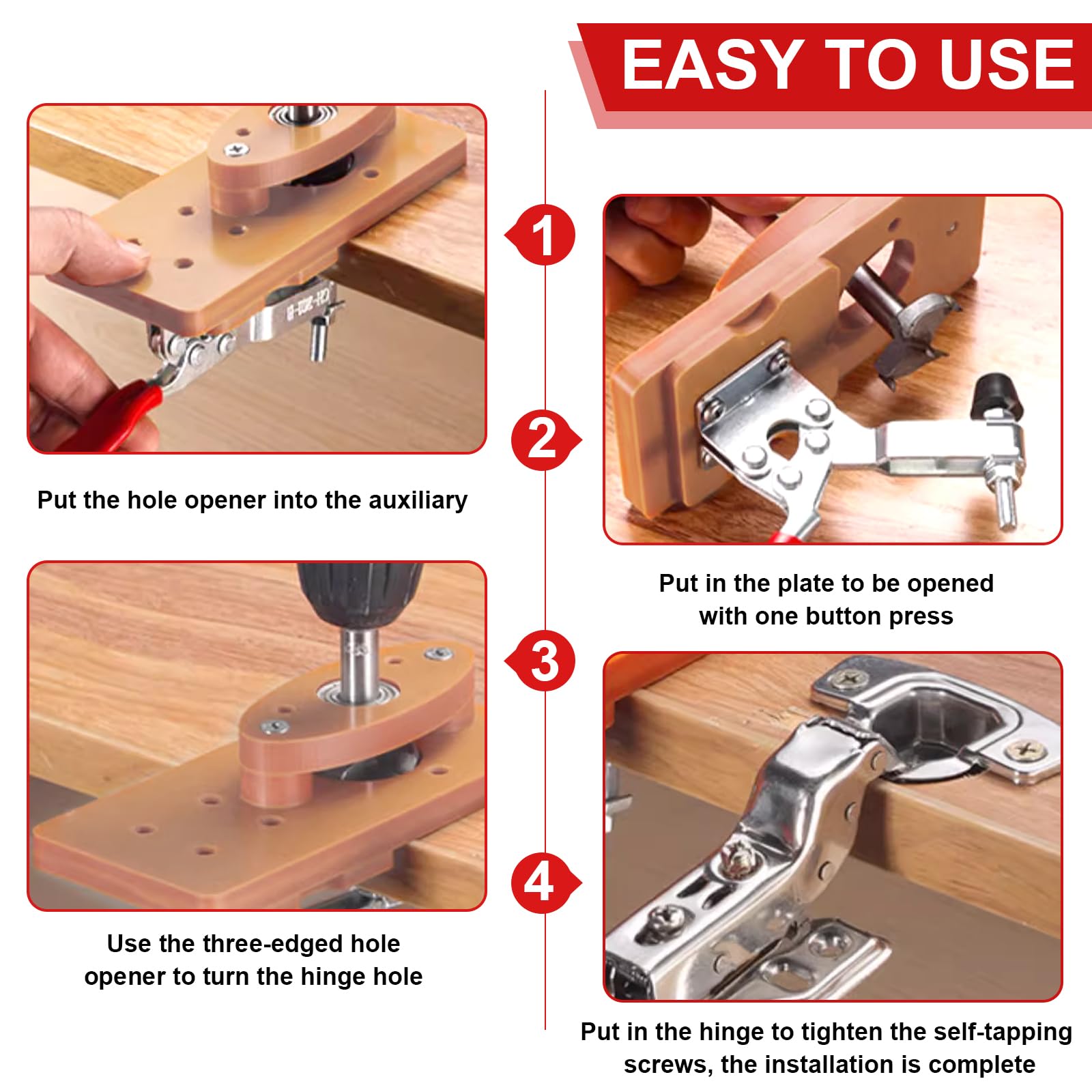 35mm Hole Saw Guide Set including Forstner Tip, Complete Kit for Hidden Hinges Kitchen Cabinets Doors and Furniture - Image 3